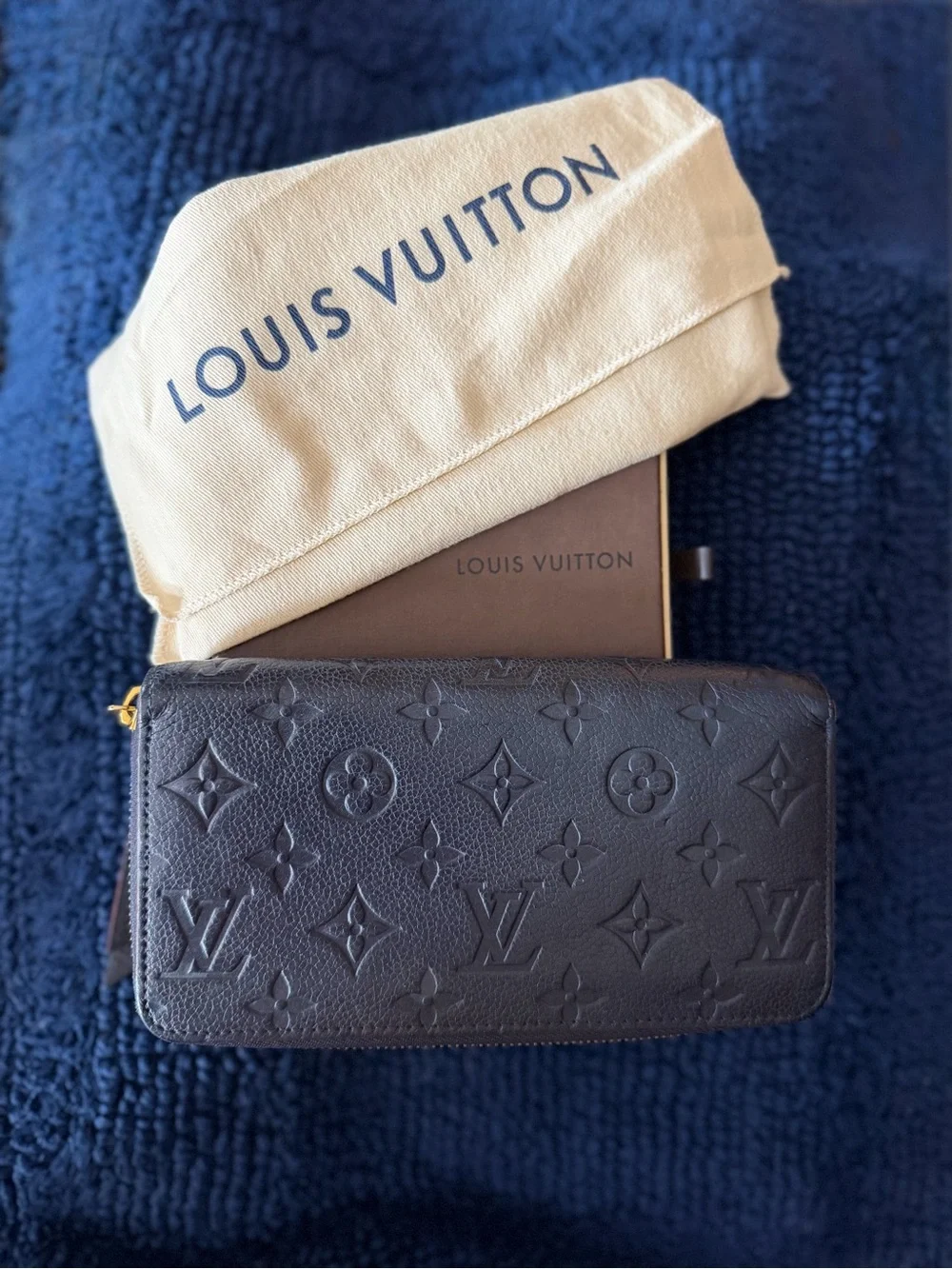 Louis Vuitton Navy Blue Empreinte (Embossed) Monogram Long Zippy Wallet